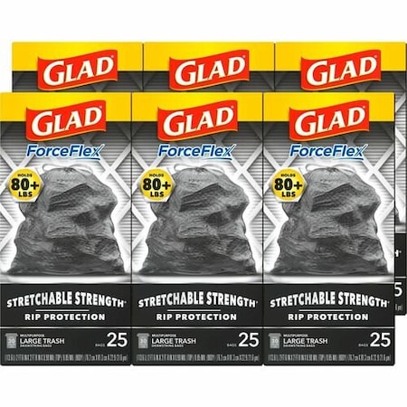 Clorox BAGS, FRCEFLX, 30GAL, 25CT, BLK, 6PK CLO70359CT